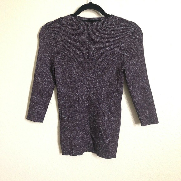 Maje NWT Metallic Ribbed Knit Sweater Top Sz 3 L - Picture 3 of 6